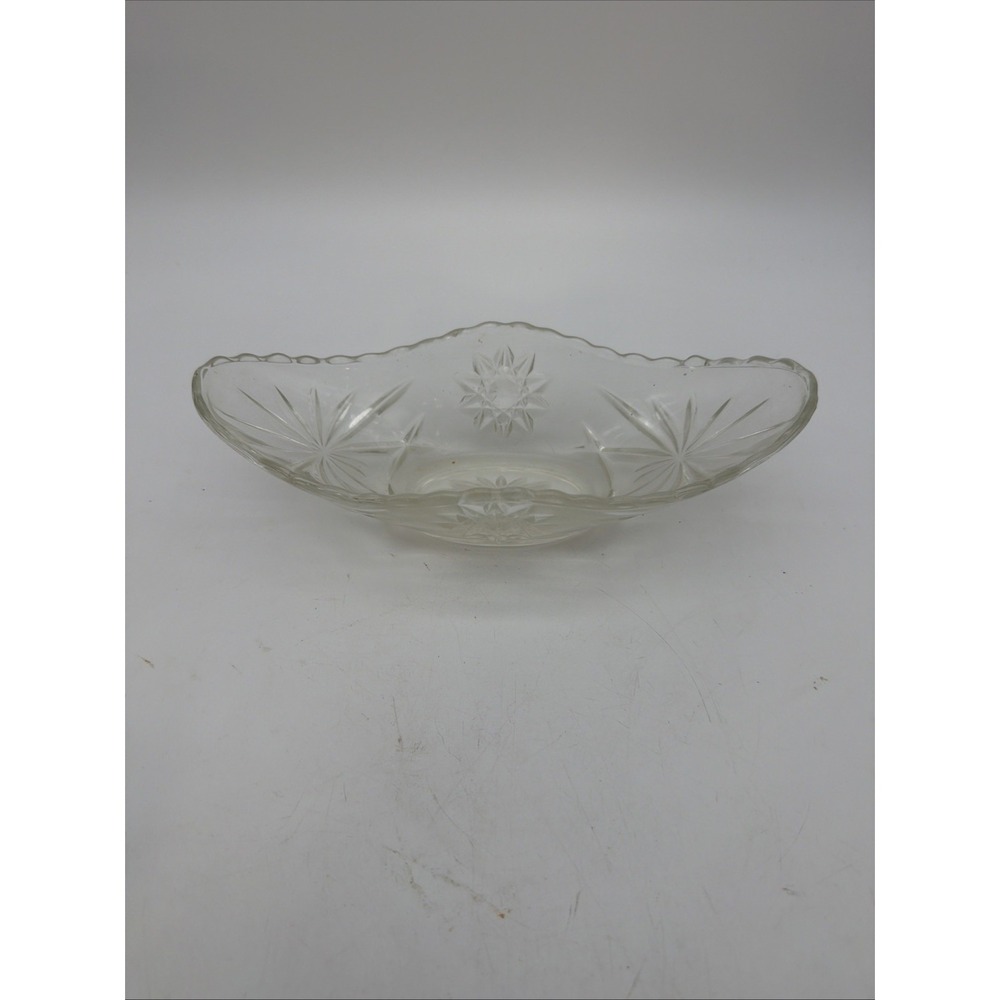 EAPC Anchor Hocking Star Of David Clear Glass Banana Boat Relish Bowl